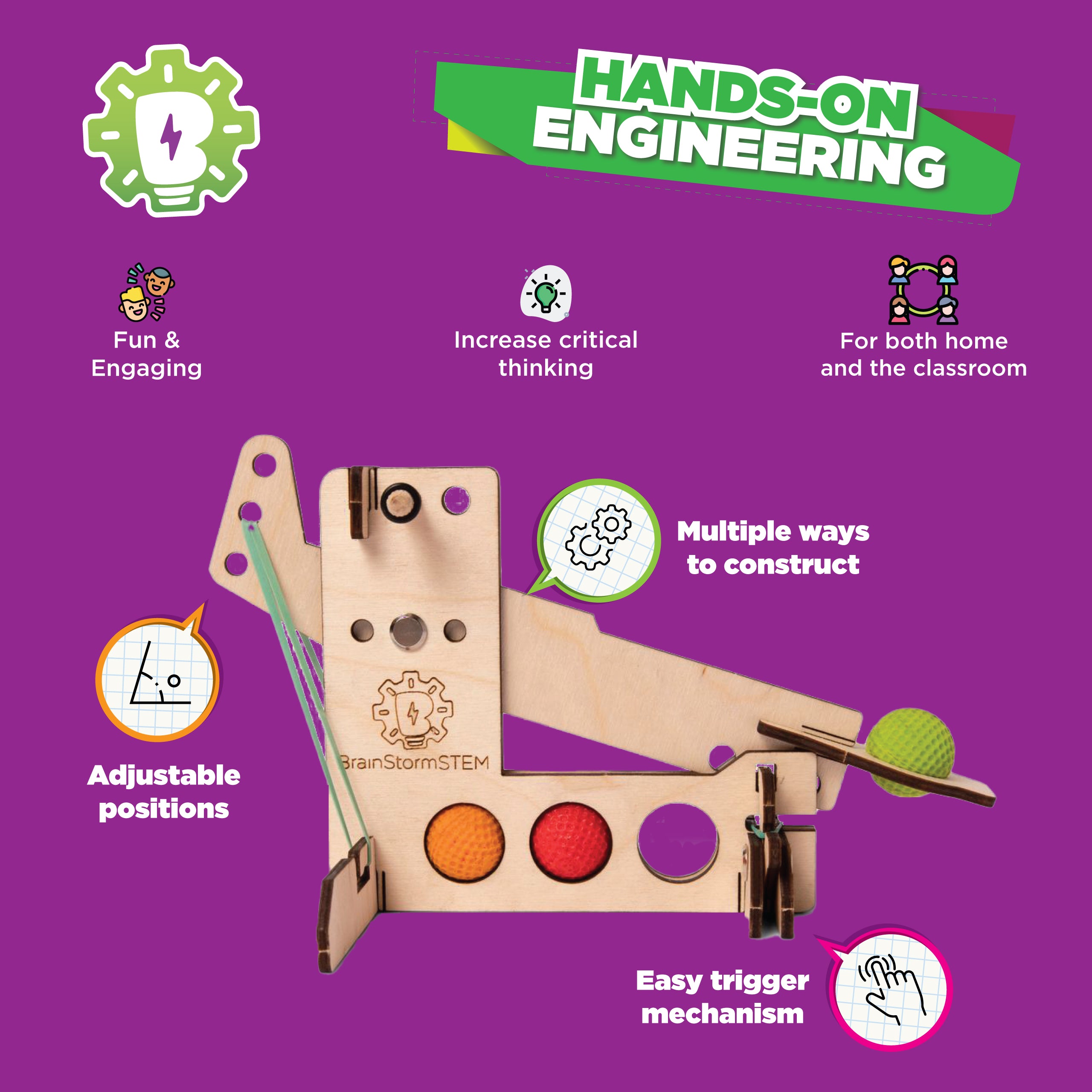 BrainStorm Catapult STEM Kit – Class Pack (10 Kits + Educator Guide)