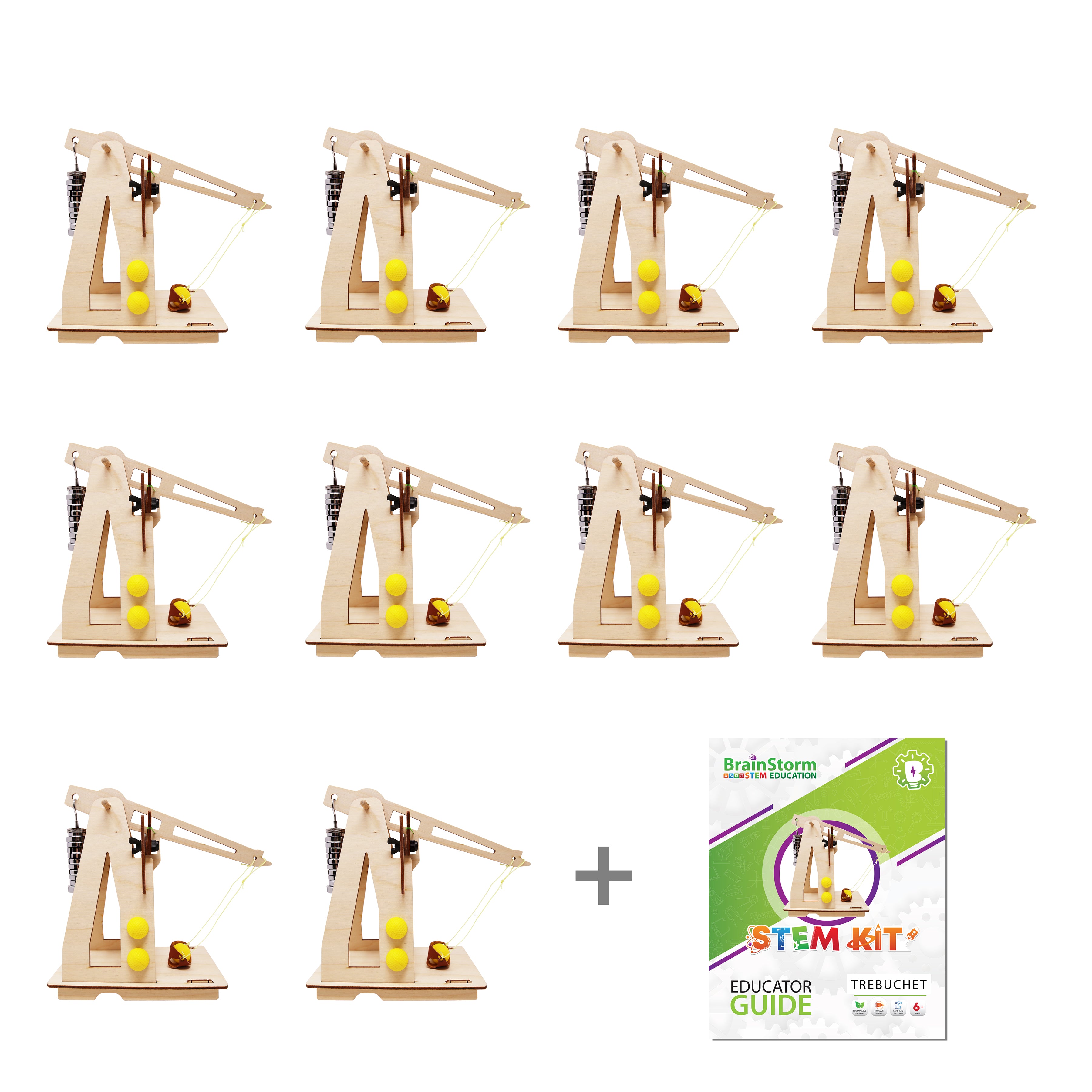 BrainStorm Trebuchet Physics STEM Kit - Classroom Set (10 Kits) + Educator Guide